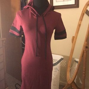 Jersey knit hooded dress